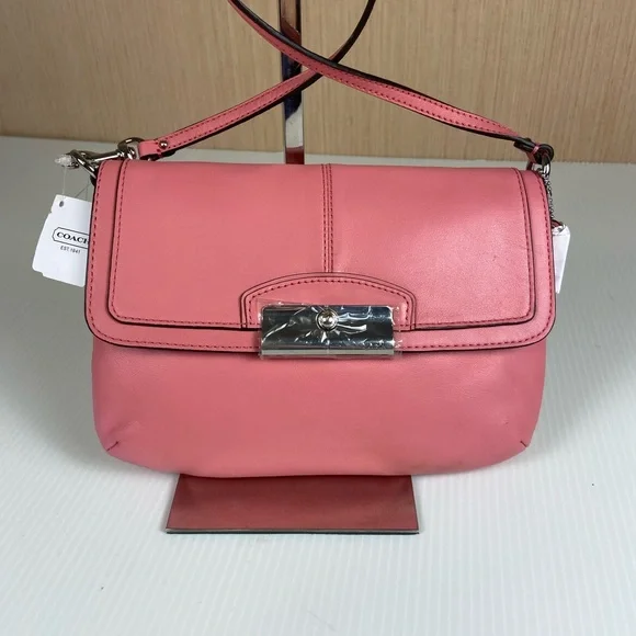 Coach Kristin Leather Flap Crossbody SV/Rose Pink F48986 Silver hardware - Picture 2 of 10